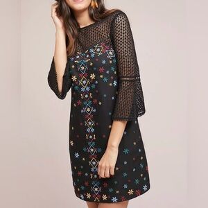 Size 6 - Anthropologie Maud Embroidered Shift Dress (worn once)